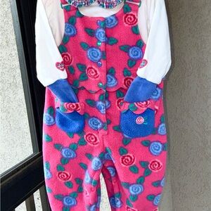 Vintage Rainbow Tag Gymboree Pink and Blue Floral Cotton Romper and Top Set